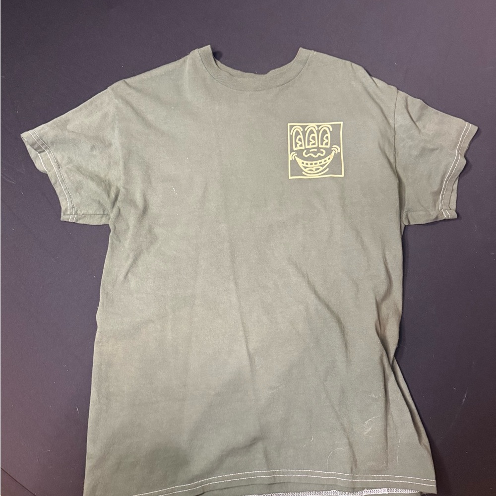 Ripple Junction Olive Tee with Smiling Graphic
